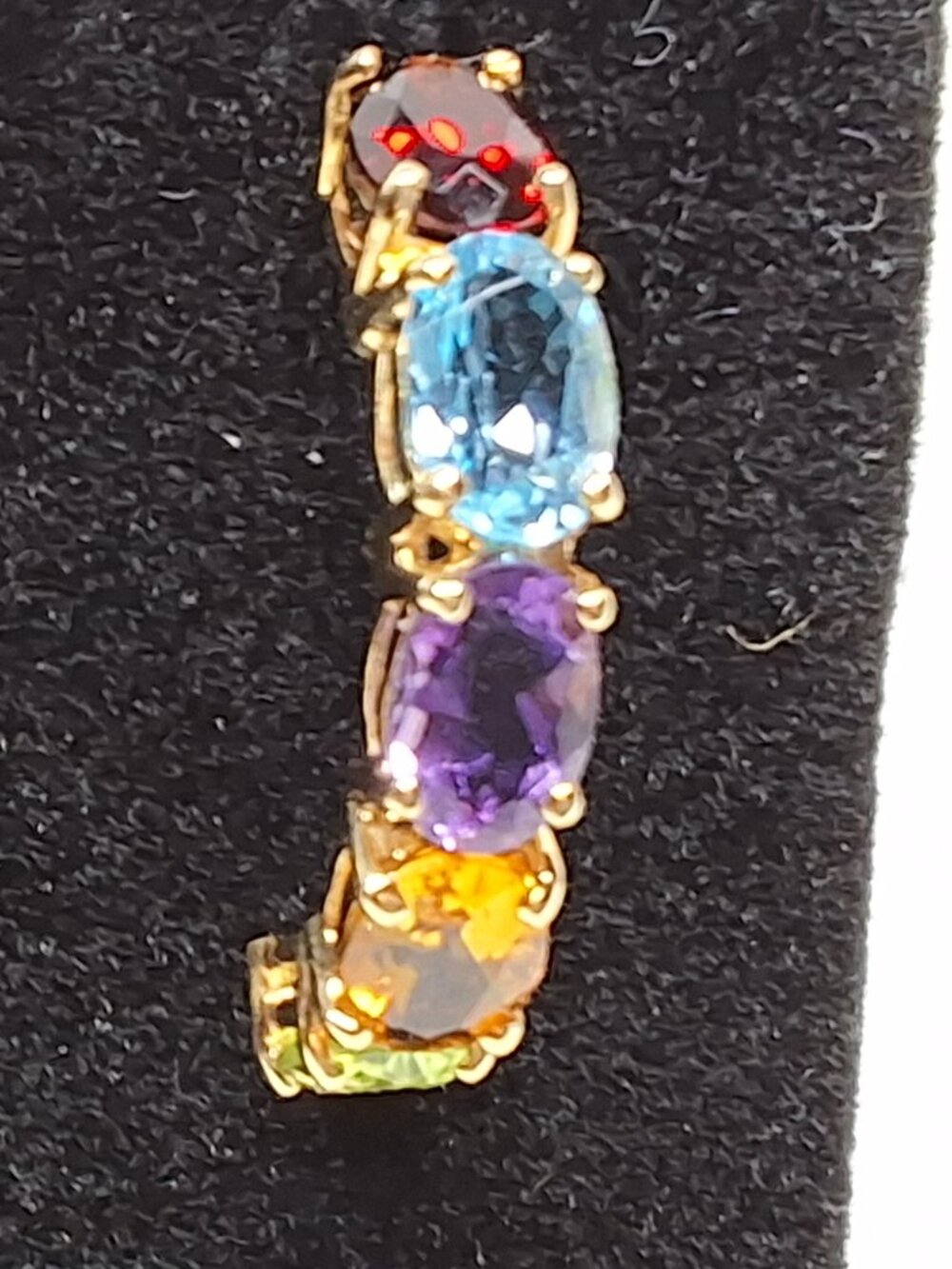 14KT Yellow Gold Multi-Gemstone Color Half Hoop Crescent Earrings